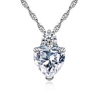 Collier pour femme en cristal en forme de cœur - Bijou de mariage - Cadeau d'anniversaire - Violet / rouge / blanc (blanc), Plomb, Zircone cubique