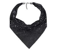 Collier pour femme en métal à paillettes - Collier punk pailleté - Triangle - Écharpe hip-hop - Accessoire tendance - Cadeau de décoration pour rave, fête, banquet, quotidien, boîte de nuit