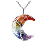 Collier pour femme en pierre naturelle fait à la main avec pendentif en forme de lune, taille unique, Cristal