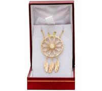 Collier pour femme en plaqué or 45cm avec pendentif attrape rêve avec boite