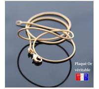 Collier pour femme Maille Cable 1mm Serpent Chaine en plaqué Or 45cm idéale pour Pendentif