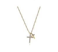 Collier pour Femme S925 Collier Croix Femme Lumière Luxe Sens Japon Corée du Sud All-Match Exquis Clavicule Chaîne Collier Ras du Cou