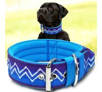 Collier pour Grands Chiens NeckShield Kontroll - Collier pour Chien De 5 cm De Large avec Rembourrage Extra Épais Et Poignée, Sécurité Certifiée SGS, Protection Professionnelle,35-43cm,Violet-Cyan