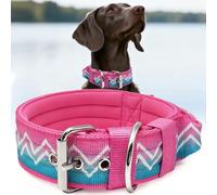 Collier pour Grands Chiens NeckShield Kontroll - Collier pour Chien De 5 cm De Large avec Rembourrage Extra Épais Et Poignée, Sécurité Certifiée SGS, Protection Professionnelle,35-43cm,Rose-Sarcelle