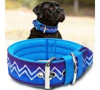 Collier pour Grands Chiens NeckShield Kontroll - Collier pour Chien De 5 cm De Large avec Rembourrage Extra Épais Et Poignée, Sécurité Certifiée SGS, Protection Professionnelle,50-58cm,Violet-Cyan