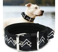 Collier Pour Grands Chiens NeckShield Kontroll - Collier Pour Chien De 5 cm De Large Avec Rembourrage Extra Épais Et Poignée, Sécurité Certifiée SGS, Protection Professionnelle,35-43cm,Noir De Carbone