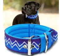 Collier pour Grands Chiens NeckShield Kontroll - Collier pour Chien De 5 cm De Large avec Rembourrage Extra Épais Et Poignée, Sécurité Certifiée SGS, Protection Professionnelle,43-50cm,Violet-Cyan