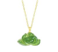 Collier pour homme avec boucle dorée incrustée de jaspe de Héti naturel et lotus - Pendentif jade - Pour homme et femme - Accessoires de bijoux fins - Cadeaux