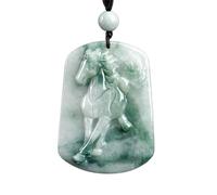 Collier pour homme avec breloque en jadéite naturelle de grade A sculpté cheval en cours d'exécution porte-bonheur collier amulette collier tendance cadeau pour homme