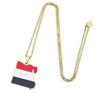 Collier pour homme avec pendentif carte de la République arabe d'Égypte et drapeau de l'Afrique pour homme et femme Doré/acier