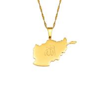 Collier pour homme avec pendentif carte de l'Afghanistan avec Allah pour femme