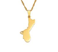 Collier pour homme avec pendentif carte Guam de 3 cm et 2,6 cm pour femmes et filles - Chaîne dorée et argentée - Bijoux en forme de cœur - Cartes Guam