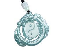 Collier pour homme avec pendentif dragon du zodiaque authentique Jade Tai Chi Bleu