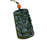 Collier pour homme avec pendentif dragon en jade turquoise de Hétien - Grain fin - Simplicité - Fabrication artisanale - Unisexe - Style ancien