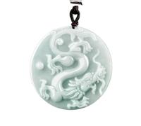 Collier pour homme avec pendentif dragon en jadéite - Cadeau pour femme - Amulette sculptée - Vintage - Luxueux - Bijoux véritables talismans en jade