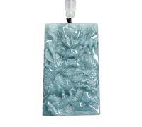 Collier pour homme avec pendentif dragon jadéite d'eau bleue et graine de glace - Bijoux véritables talismans - Amulette de luxe
