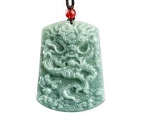 Collier pour homme avec pendentif dragon majestueux en jadéite naturelle sculpté à la main - Dragon du zodiaque de luxe tendance - Cadeau porte-bonheur