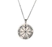 Collier pour homme avec pendentif en acier inoxydable en forme de e Salomon le roi du sceau Wicca, 0.98*1.06inches, Acier inoxydable, Pas de gemme