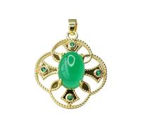 Collier pour homme avec pendentif en agate verte, motif trèfle à quatre feuilles en alliage de zinc plaqué cuivre