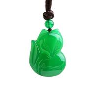Collier pour homme avec pendentif en forme de renard en calcédoine verte en pierre de glace naturelle - Rose Jaune Blanc Rouge Agate - Collier à breloques - Amulette pour femme