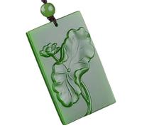 Collier pour homme avec pendentif en jade lotus sculpté à la main Vert naturel