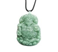 Collier pour homme avec pendentif en jade naturel - Collier avec pendentif en forme de dieu de richesse - Style ethnique