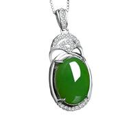 Collier pour homme avec pendentif en jade naturel vert - Bijoux véritables talismans sculptés - Accessoires de mode de luxe