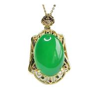 Collier pour homme avec pendentif en jade vert empereur en forme d'œuf en jade jaune