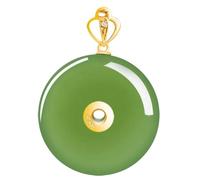 Collier pour homme avec pendentif en jade vert naturel avec boucle de sécurité incrustée d'or - Collier vert impérial pour femme noble et élégant