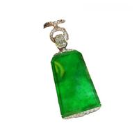 Collier pour homme avec pendentif en jade vert roi de glace naturel sans ornement - Marque d'eau naturelle de montagne - Or incrusté de jade