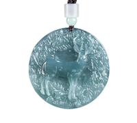 Collier pour homme avec pendentif en jadéite bleue - Pierre précieuse sculptée vintage - Jade naturelle - Talismans véritables bijoux