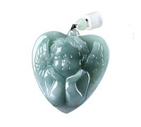 Collier pour homme avec pendentif en jadéite Cupidon - Collier ange - Bijou véritable - Amulette - Cadeau pour femme et homme - Jade naturelle