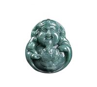 Collier pour homme avec pendentif en jadéite Dieu de la richesse en jade véritable - Amulette sculptée - Cadeau pour femme - Talismans