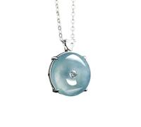 Collier pour homme avec pendentif en jadéite en forme de donut - Bijoux véritables talismans - Cadeau vintage pour femme