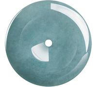 Collier pour homme avec pendentif en jadéite en forme de donut en jade vert - Amulette sculptée - Pierre précieuse naturelle - Talismans - Cadeau pour femme