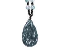 Collier pour homme avec pendentif en jadéite naturelle émeraude bleue - Éveil à la vérité - Bijoux tendance - Cadeau pour homme et femme