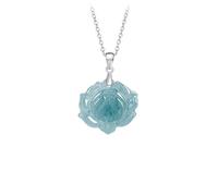 Collier pour homme avec pendentif fleur de lotus en jade naturelle incrustée d'eau bleue