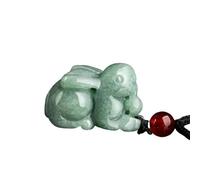 Collier pour homme avec pendentif lapin en jade - Pierres précieuses vertes - Bijoux en jadéite naturelle - Pendentifs - Talismans tendance