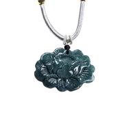 Collier pour homme avec pendentif lotus en jade véritable naturel - Collier en jadéite - Bijou tendance vintage - Talismans - Accessoires cadeaux pour femme