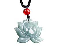 Collier pour homme avec pendentif lotus en jadéite - Accessoires de mode - Pierre précieuse naturelle - Amulette sculptée de luxe