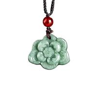 Collier pour homme avec pendentif lotus en jadéite - Cadeau pour femme - Véritable talismans - énergie naturelle - Fleur tendance - Jade vert - Luxe