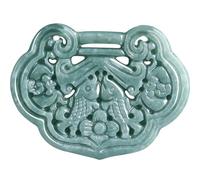 Collier pour homme avec pendentif poisson en jadéite - Pierre précieuse naturelle - Amulette sculptée de luxe - Talismans - Véritable bijou de créateur