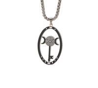 Collier pour homme avec pendentif triple déesse de la lune - Chaîne creuse - Collier ras du cou - Amulette vintage - Cadeau