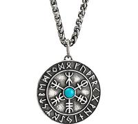 Collier pour homme, bijoux en argent sterling S 925, collier pendentif boussole viking, amulette runique Vegvisir de la mythologie nordique, chaîne en argent sterling - 19,7 pouces, plus adapté