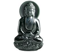 Collier pour homme, charmant jade Hetian noir naturel sculpté Amitabha Bouddha porte-bonheur collier amulette collier fête bijoux de luxe jade