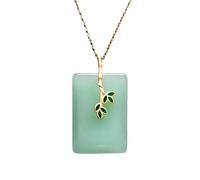 Collier pour homme classique artisanat naturel jade hotan collier carré pendentif feuille de bambou émail charme simple et frais bijoux pour femmes