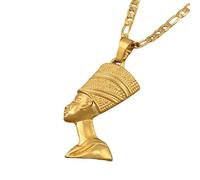 Collier pour homme, collier avec pendentif de la reine égyptienne néfertiti, bijoux pour femmes et hommes, bijoux argentés, couleur or, bijoux africains