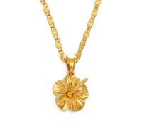 Collier pour homme, collier avec pendentif en forme de fleur d'hibiscus hawaïen marshallais Porto Rico Guam Micronésie Pohnpei Bijoux Cadeaux de mariage