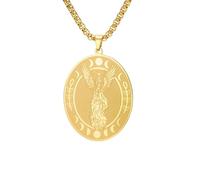 Collier pour homme, collier avec pendentif en forme de sceau de la déesse Lilith pour femme et homme vintage Phase de la lune Amulette Chaîne double face