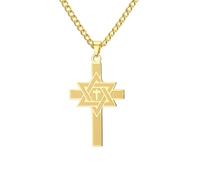 Collier pour homme, collier croix étoile de David vintage à six branches chaîne pendentif amulette de protection pour homme et femme